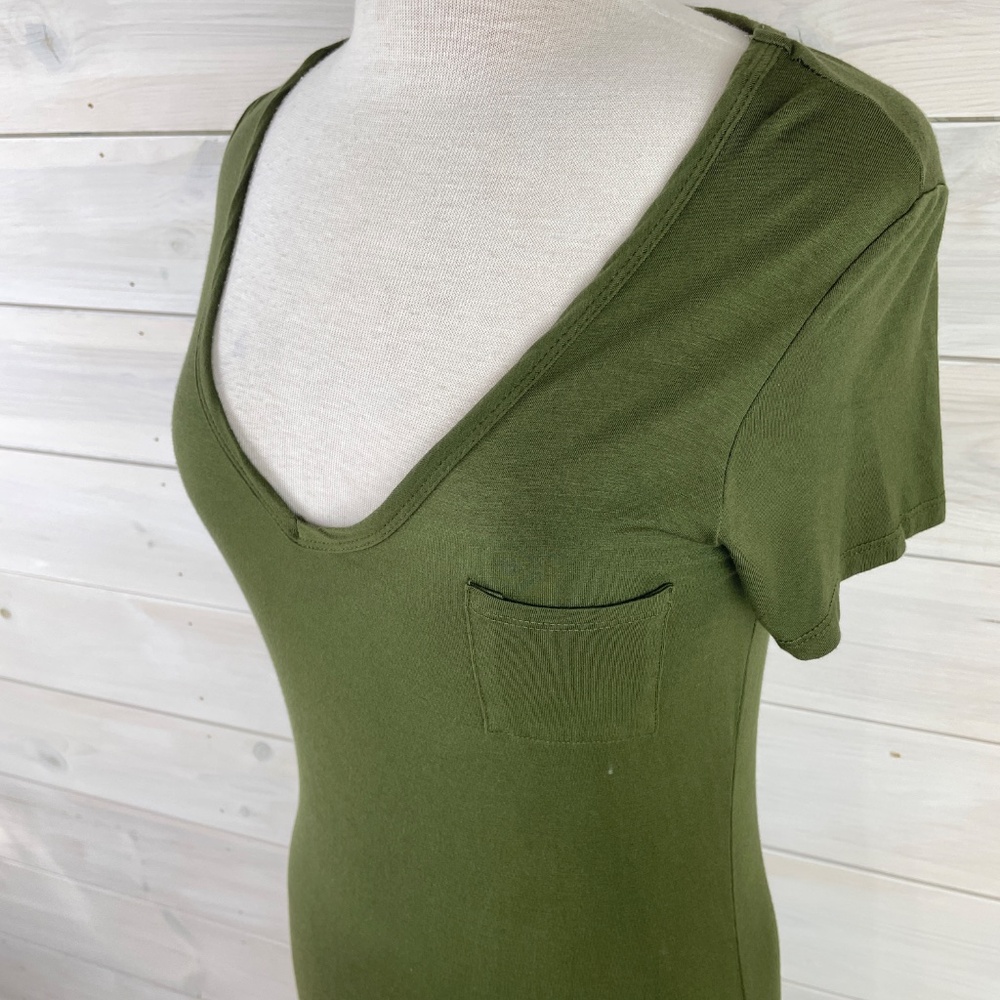 Velvet Torch Olive Green short sleeve Maxi T-Shirt Dress